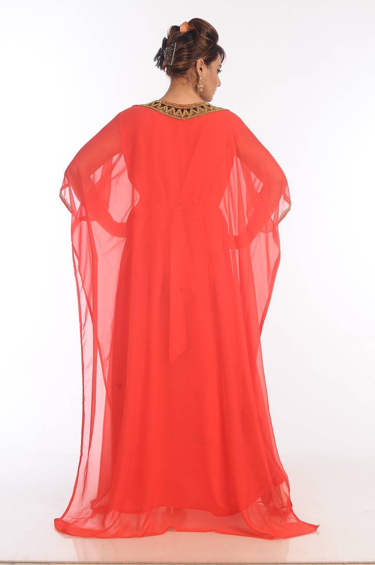 Pink Georgette Embroidered Zari Work Islamic Kaftans