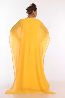 Yellow Georgette Embroidered Zari Work Islamic Kaftans