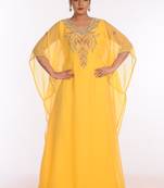 Yellow Georgette Embroidered Zari Work Islamic Kaftans