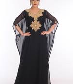 Black Georgette Embroidered Zari Work Islamic Kaftans