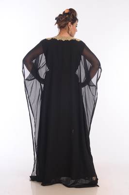 Black Georgette Embroidered Zari Work Islamic Kaftans 2