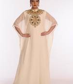 Cream Georgette Embroidered Zari Work Islamic Kaftans