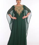Green Georgette Embroidered Zari Work Islamic Kaftans