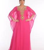Pink Georgette Embroidered Zari Work Islamic Kaftans
