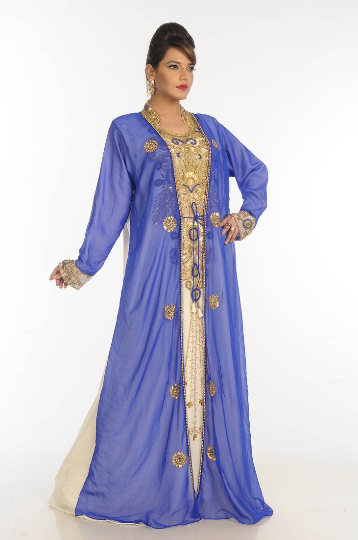 Multicolor Georgette Embroidered Zari Work Islamic Kaftans