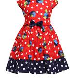 Red Printed Cotton Kids-Frocks