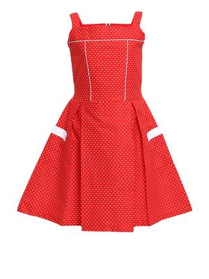 Red Printed Cotton Kids-Frocks 1