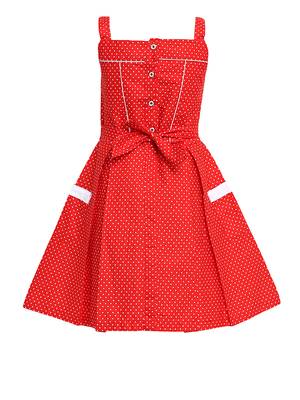 Red Printed Cotton Kids-Frocks 2