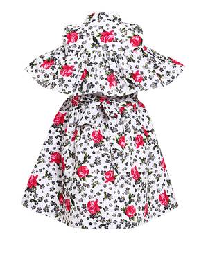 White Printed Cotton Kids-Frocks 2