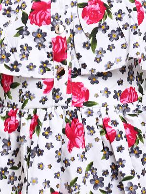 White Printed Cotton Kids-Frocks 4