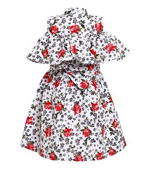 White Printed Cotton Kids-Frocks 2