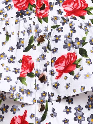 White Printed Cotton Kids-Frocks 3