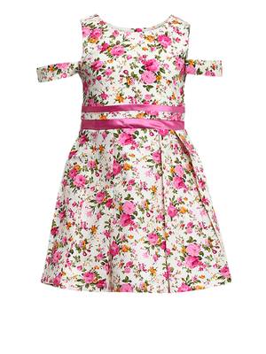Pink Printed Cotton Kids-Frocks 1