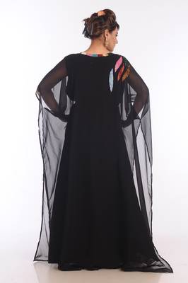Black Georgette Embroidered Zari Work Islamic Kaftans 2