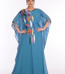 Sky Blue Georgette Embroidered Zari Work Islamic Kaftans