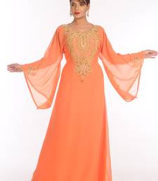 Orange Georgette Embroidered Zari Work Islamic Kaftans