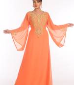 Orange Georgette Embroidered Zari Work Islamic Kaftans