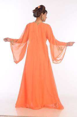 Orange Georgette Embroidered Zari Work Islamic Kaftans 2