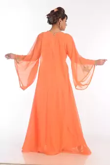 Orange Georgette Embroidered Zari Work Islamic Kaftans