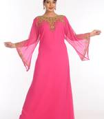 Pink Georgette Embroidered Zari Work Islamic Kaftans