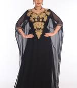 Black Georgette Embroidered Zari Work Islamic Kaftans