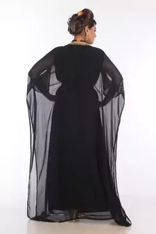 Black Georgette Embroidered Zari Work Islamic Kaftans