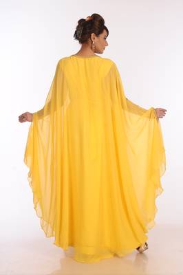 Yellow Georgette Embroidered Zari Work Islamic Kaftans 2