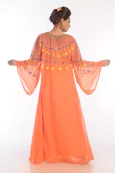 Orange Georgette Embroidered Zari Work Islamic Kaftans
