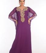 Purple Georgette Embroidered Zari Work Islamic Kaftans
