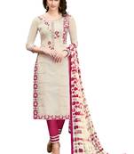 Cream  embroidered chanderi salwar