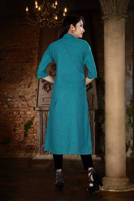 Blue plain viscose rayon kurti 2