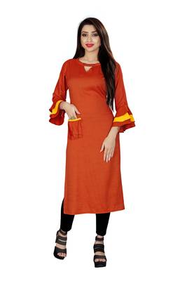 Red plain viscose rayon kurti 1