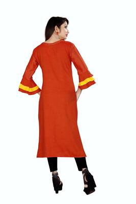 Red plain viscose rayon kurti 2