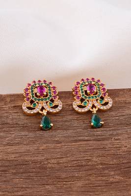  ruby emerald earrings one gram gold 1