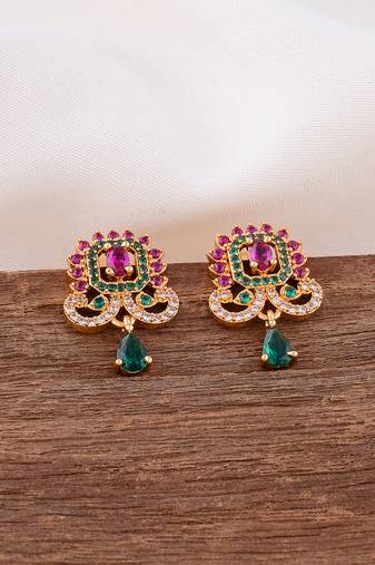  ruby emerald earrings one gram gold