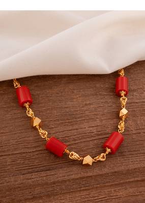  coral necklace one gram gold 30" LONG 1