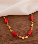  coral necklace one gram gold 30" LONG