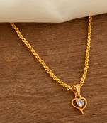 Golden chain with solitaire diamond heart pendant one gram gold