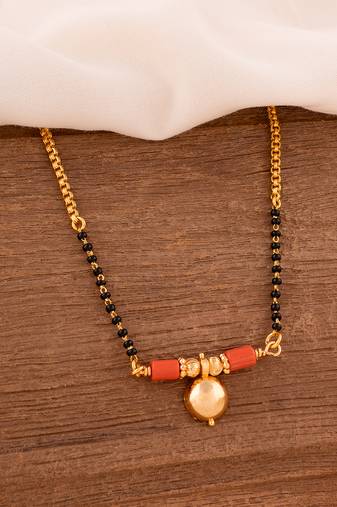  short mangalsutra with single vati one gram gold