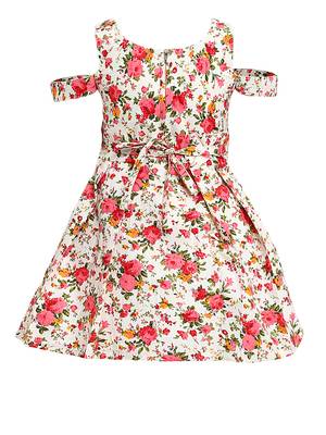 White Printed Cotton Kids-Frocks 2