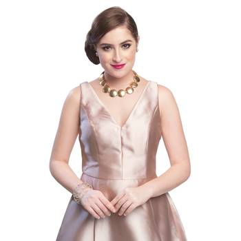 Caressa By Zenitex Golden Metal Alloy Necklace Adorned With Beads 1