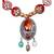 Caressa By Zenitex Maroon Pearl Necklace With Brown Wooden Beads & Pendant
