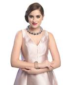 Caressa By Zenitex Grey Cotton Thread Necklace With Brown Wooden Beads