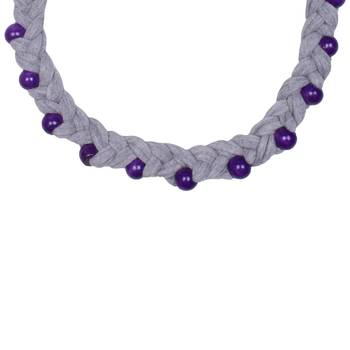 Caressa By Zenitex Grey Cotton Thread Necklace With Brown Wooden Beads 3