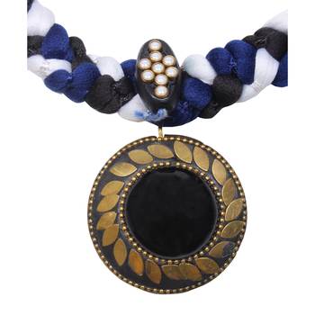 Caressa By Zenitex Black Cotton Lycra Necklace With Pendant 3