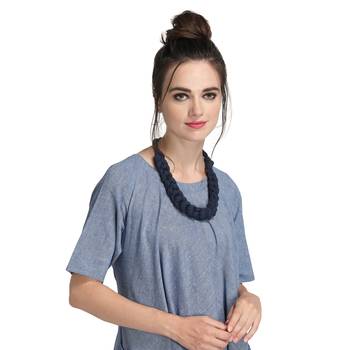 Caressa By Zenitex Dark Blue Cotton Lycra Necklace 1