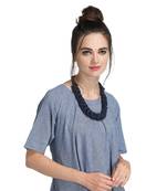 Caressa By Zenitex Dark Blue Cotton Lycra Necklace
