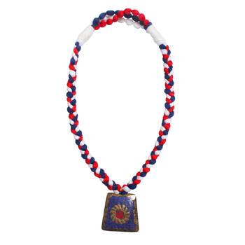 Caressa By Zenitex Multicolour Yarn Necklace With Blue Metal Pendant 2