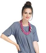 Caressa By Zenitex Magenta Cotton Lycra Coiled Necklace With Braided Shell Buttons