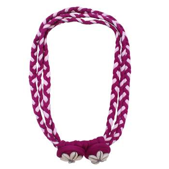 Caressa By Zenitex Magenta Cotton Lycra Coiled Necklace With Braided Shell Buttons 2